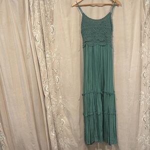 Green Crochet Maxi Dress